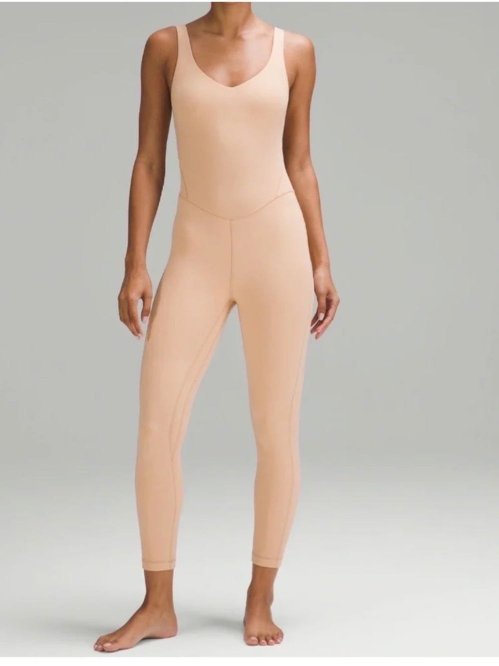 Lululemon Align Bodysuit 25" Contour Cream Size 4 Gym Activewear